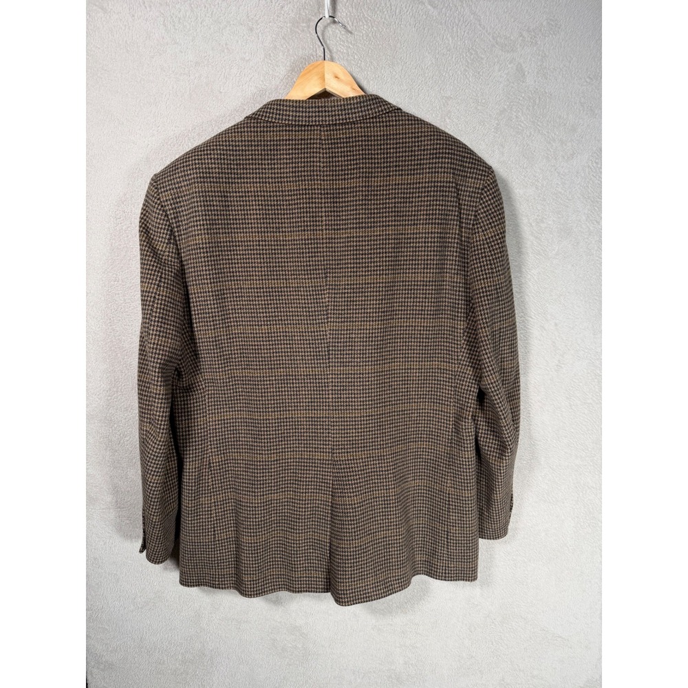 Tailors Row by Deansgate Mens 48L Brown Houndstooth Blazer Sport Coat USA Made - Picture 2 of 11